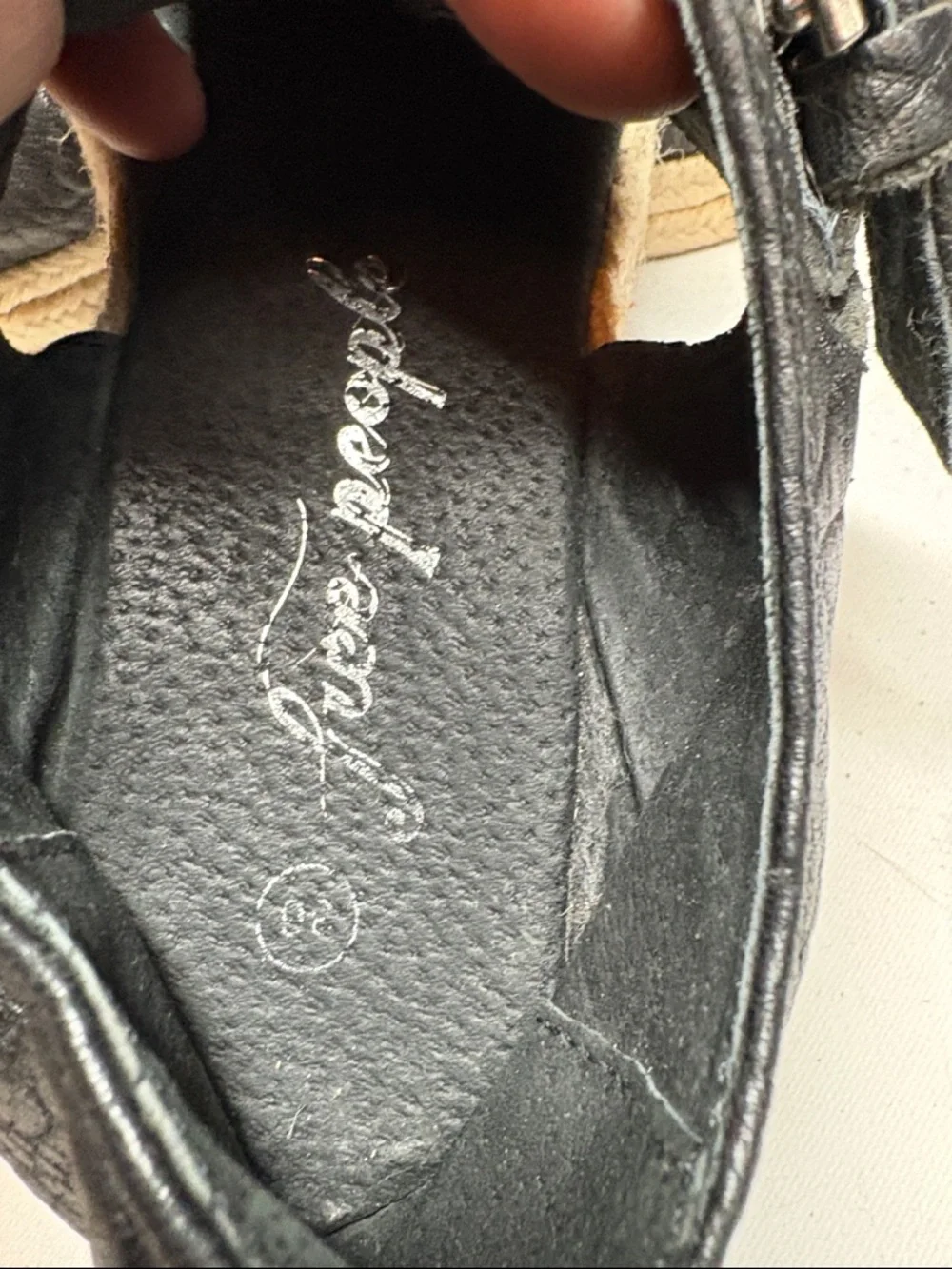 Free People Black Textured Leather Espadrille Size 36